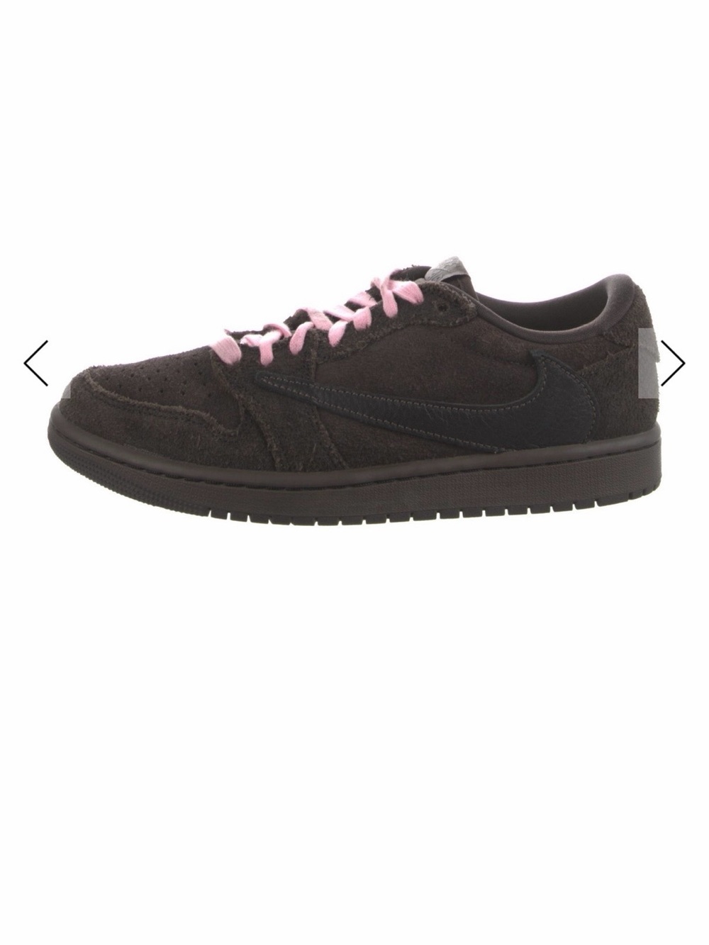 Travis Scott Black Suede Low-Top Sneaker with Pink Laces